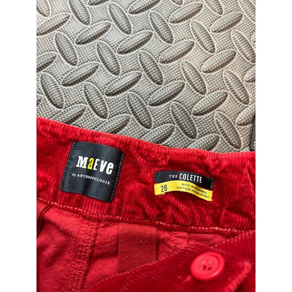Anthropologie Maeve COLETTE Wide-Leg Pants Corduroy RED Womens Size 28 - Picture 2 of 6